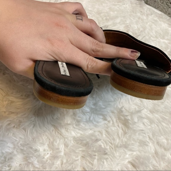 & Other Stories Black Leather Fringe Slip On Sandals - Picture 5 of 9